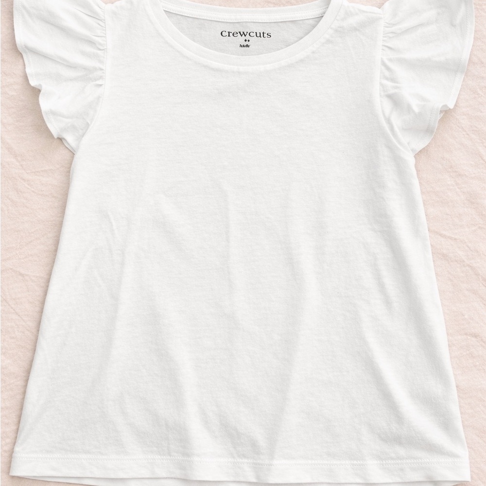 Crewcuts White Flutter Sleeve Tee